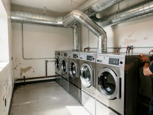 Hanson Dryer Vent Cleaning team performing large-scale commercial dryer vent cleaning in Hanson