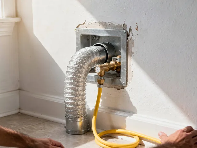 Hanson Dryer Vent Cleaning certified technician performing specialized gas dryer vent cleaning in Hanson